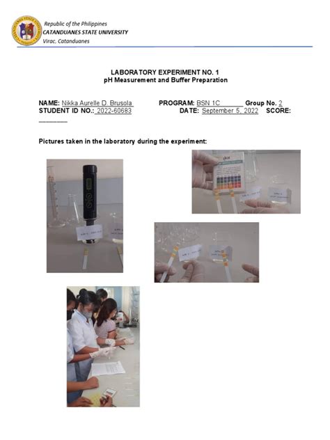 Biochem Lab Experiment 1 | PDF