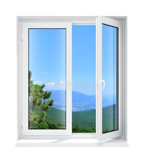 New Opened Plastic Glass Window Frame Isolated Stock Illustration ...