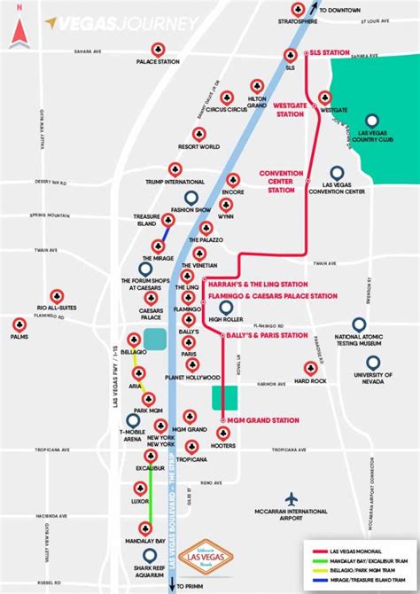 Monorail, Tram & Strip Map | Las Vegas Maps | Vegasjourney inside ...