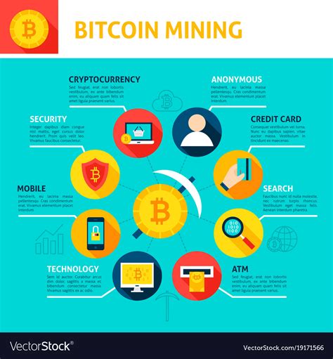 Bitcoin mining infographics Royalty Free Vector Image