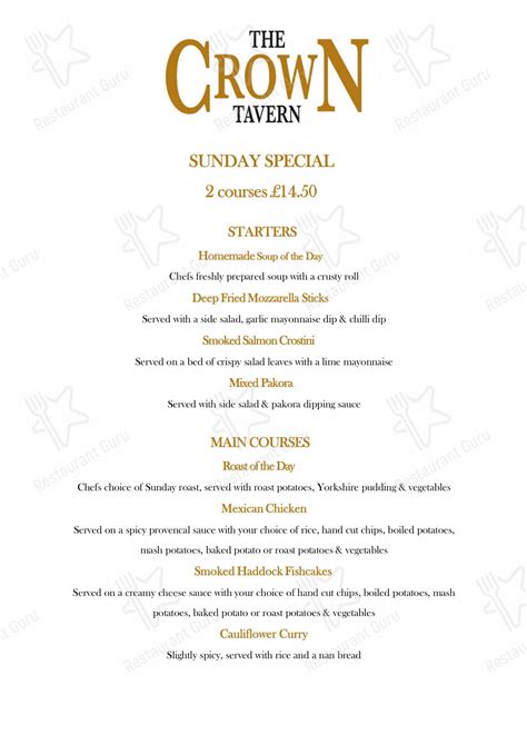 Menu at The Crown Tavern pub & bar, Lanark