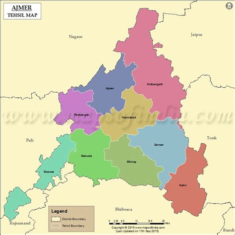 Get Tehsil Map of Ajmer, highlights the name and location of all the ...