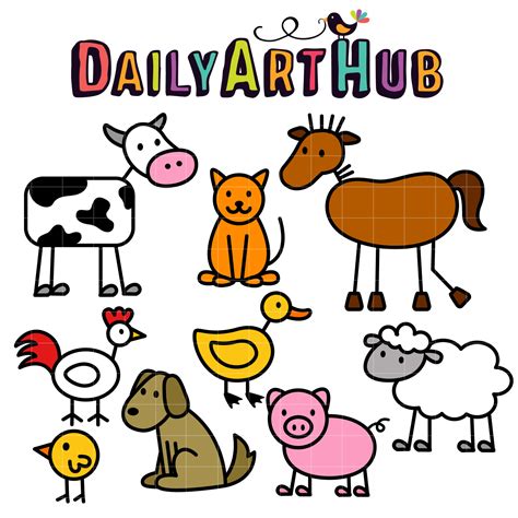 Stick Farm Animals Clip Art Set – Daily Art Hub // Graphics, Alphabets ...