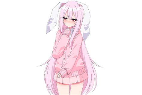 animal ears blush bunny ears bunnygirl long hair pink hair polychromatic red eyes reisen ...