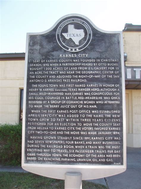 Karnes City - TEXAS HISTORICAL MARKERS