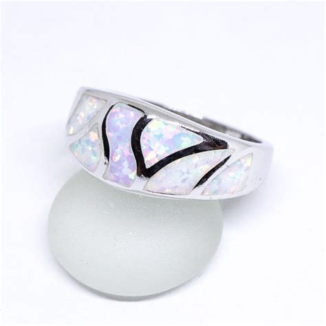 White Opal 925 Sterling Silver Inlay Ring – Aolani Hawaii