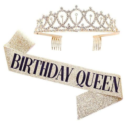 Birthday Girl Sash Tiara Crown Set Happy Birthday Party Decoration Supplies Gift - Walmart.com ...