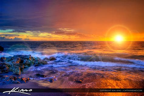 Sunrise from blowing rocks along the beach on Jupiter Island | HDR ...