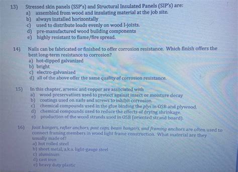 (Get Answer) - 13) Stressed skin panels (SSP's) and Structural Insulated Panels...| Transtutors