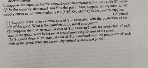 Solved Suppose the equation for the demand curve in a market | Chegg.com