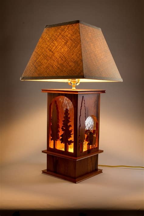 Hand Made Moose Lamp-Tigerwood Carved 3 Way Table Lamp by Concepts N Creations | CustomMade.com