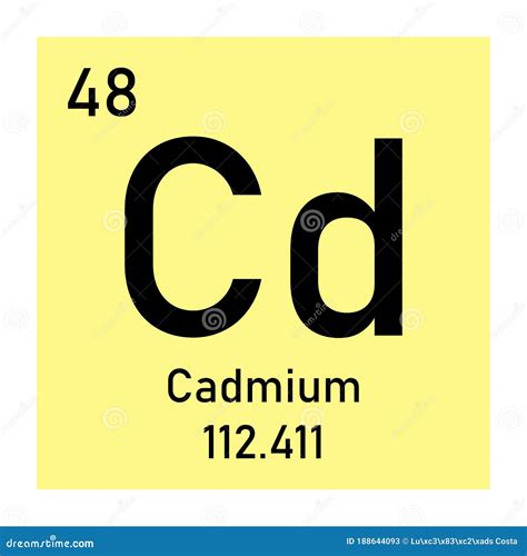 Cadmium Chemical Element Periodic Table Symbol 3d Render Royalty-Free Stock Image ...