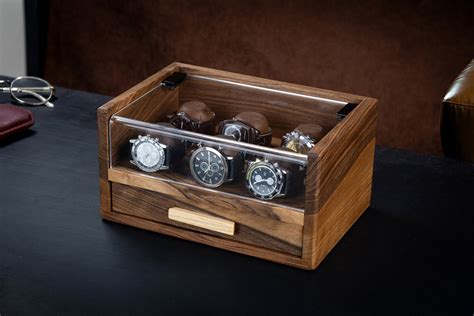 Watch Box With Drawer Watch Box for Men Watch Case Wood - Etsy