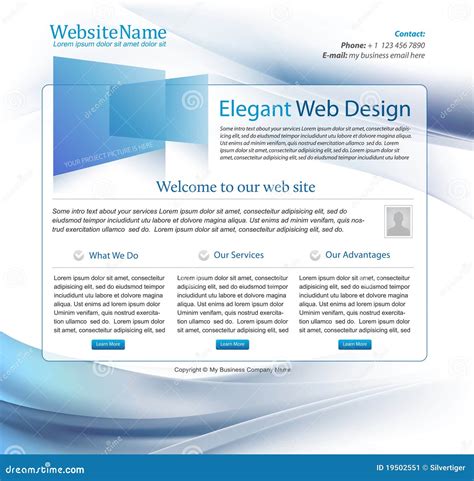 Blue Business Website Vector Template Stock Vector - Illustration of ...