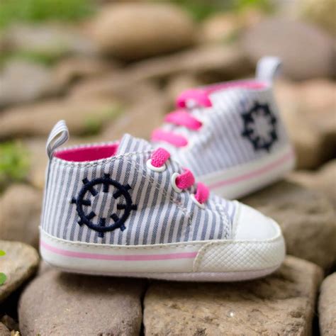 BLUE KIDS | White Baby Toddlers Infant Flats Stripes Sneakers Shoes (P-BOAT) - Ali-Zon