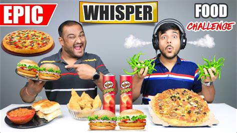 EPIC WHISPER FOOD EATING CHALLENGE | Pizza Eating Competition | Food ...