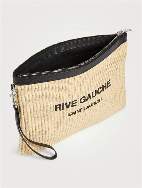 SAINT LAURENT Rive Gauche Raffia Zippered Pouch Bag | Holt Renfrew Canada