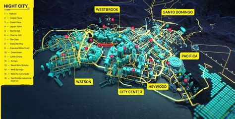 Cyberpunk 2077: All Districts of Night City | Cyberpunk 2077 Map ...