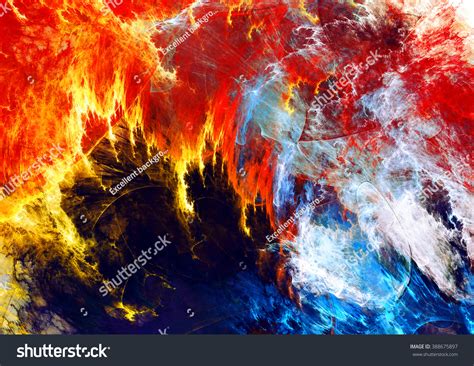 Fire Water Artistic Bright Color Painting Stock Illustration 388675897