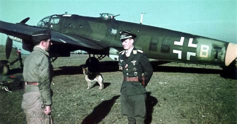 World War II in Color: Luftwaffe Bomber Ace Walter Grasemann in Front ...