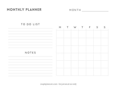 Free Minimalist Monthly Planner Template Printable