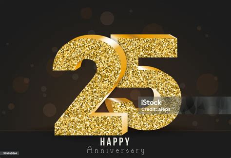 25 Year Happy Anniversary Banner 25th Anniversary Gold Logo On Dark ...