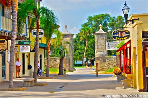 A beautiful sunny day on St. George Street in downtown St. Augustine ...