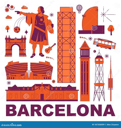 Barcelona Culture Travel Vector Set Stock Vector - Illustration of destination, advert: 187356009