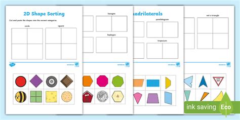 2D Shape Sorting Worksheet - KS1 Maths Resource - Twinkl