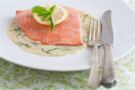 Salmon with Basil Cream Sauce is an Irish dish. It's also gluten free! | Sauce for salmon ...