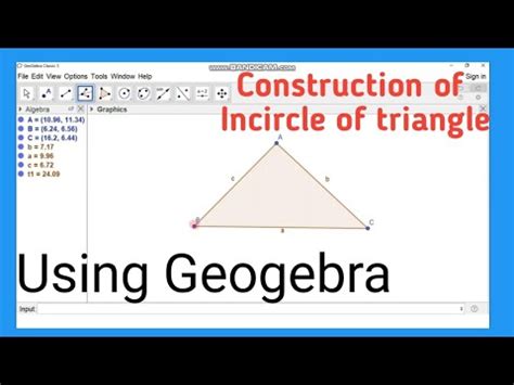 Construction of Incircle of a triangle using Geogebra #geogebraanimation #geogebra - YouTube