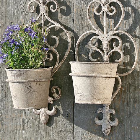 2 WALL MOUNT FLOWER POTS | grey, 13.5"x5.5"x4.5", metal | balcony plant holder | eBay