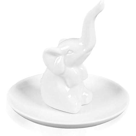 PUDDING CABIN White Elephant Ring Holder Dish Ring Tray for Jewelry | Elephant Gifts for Women ...