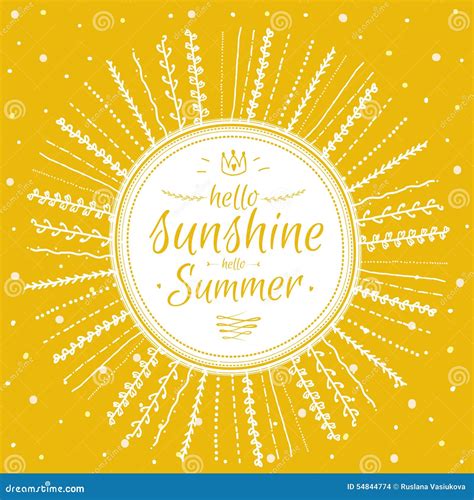 Summer Card with Cute Sun and Motivational Stock Vector - Illustration of message, greeting ...