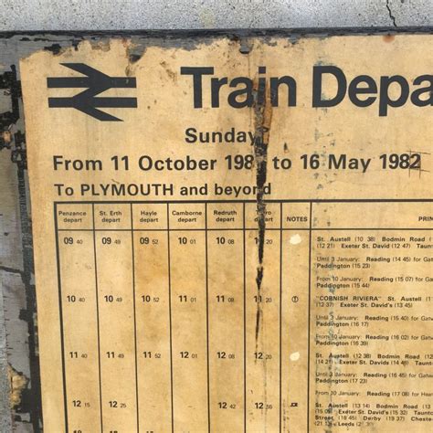 British Rail Timetable vintage 1980s ：イギリスのブリティッシュレイル、1980年代前半のコーンウォール ...