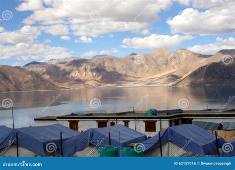 Tents at Lake Pangong Tso stock photo. Image of camping - 62157016