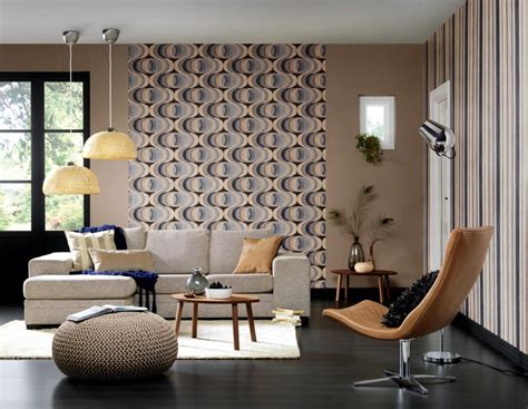 Retro wallpaper in the living room | Interior Design Ideas - Ofdesign