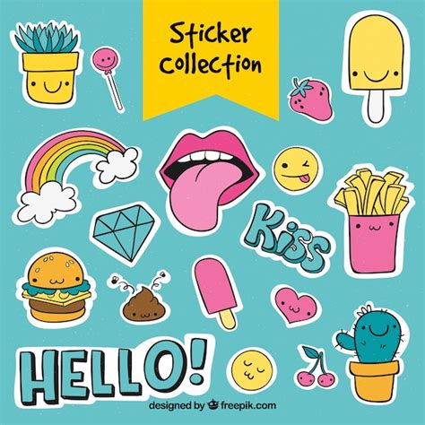 Premium Vector | Cute sticker collection