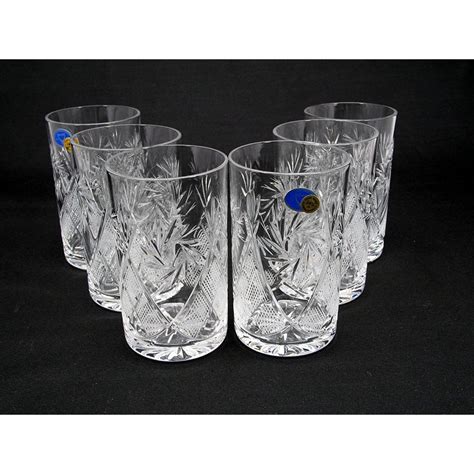 Russian Cut Crystal Drinking Glasses 8 oz for Metal Glass Holder Podstakannik Hot Tea Coffee ...