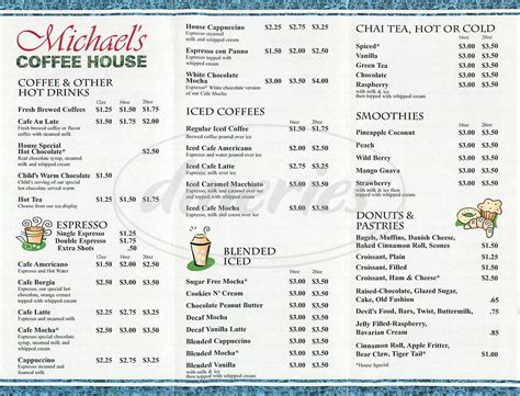 Michael's Coffee House Menu - Lake Forest - Dineries