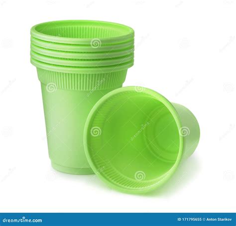 Group of Green Disposable Biodegradable Plastic Cups Stock Image ...