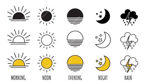 Premium Vector | Parts of the Day Morning, Afternoon, Noon, Evening ,Night Icons. Daytime ...