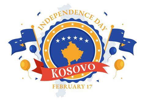 Kosovo Independence Day Vector Illustration on February 17 with Waving Flag in Happy Republic ...