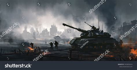 Cruel War Scenes Digital Painting3d Illustration Stock Illustration ...