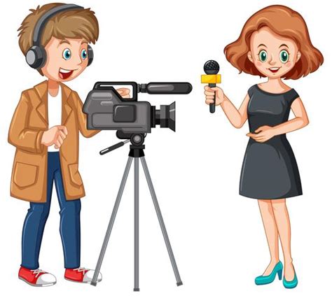 News reporter and professional cameraman 519455 Vector Art at Vecteezy