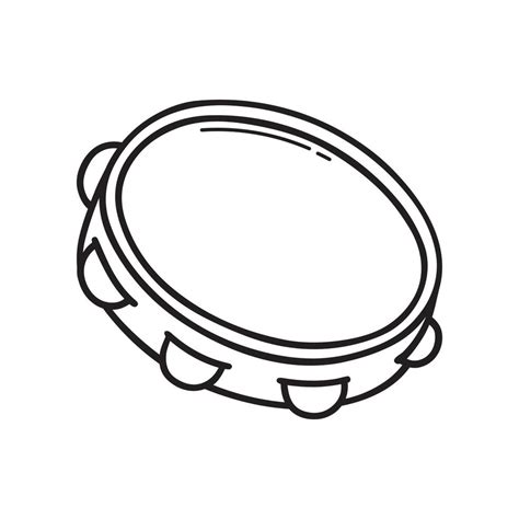 Hand drawn tambourine doodle. Musical instrument in sketch style. Vector illustration isolated ...