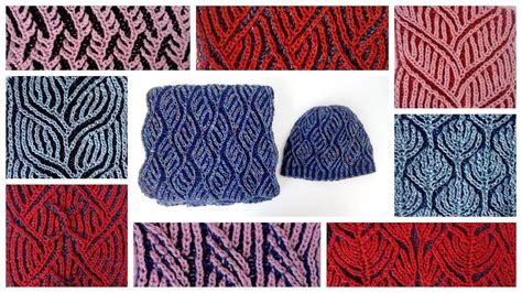 Compilation of two-color brioche stitch knitting patterns: charts and written instructions