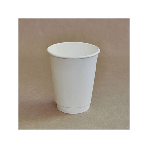 12oz Biodegradable Double Wall Coffee Cup White Leaf