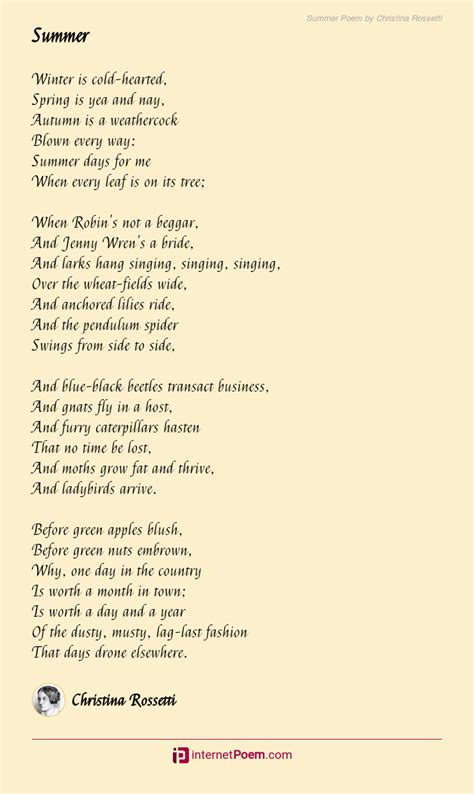 Summer Poem by Christina Rossetti