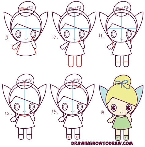 How to Draw Chibi Tinkerbell – the Disney Fairy in Easy Step by Step Drawing Tutorial for Kids ...